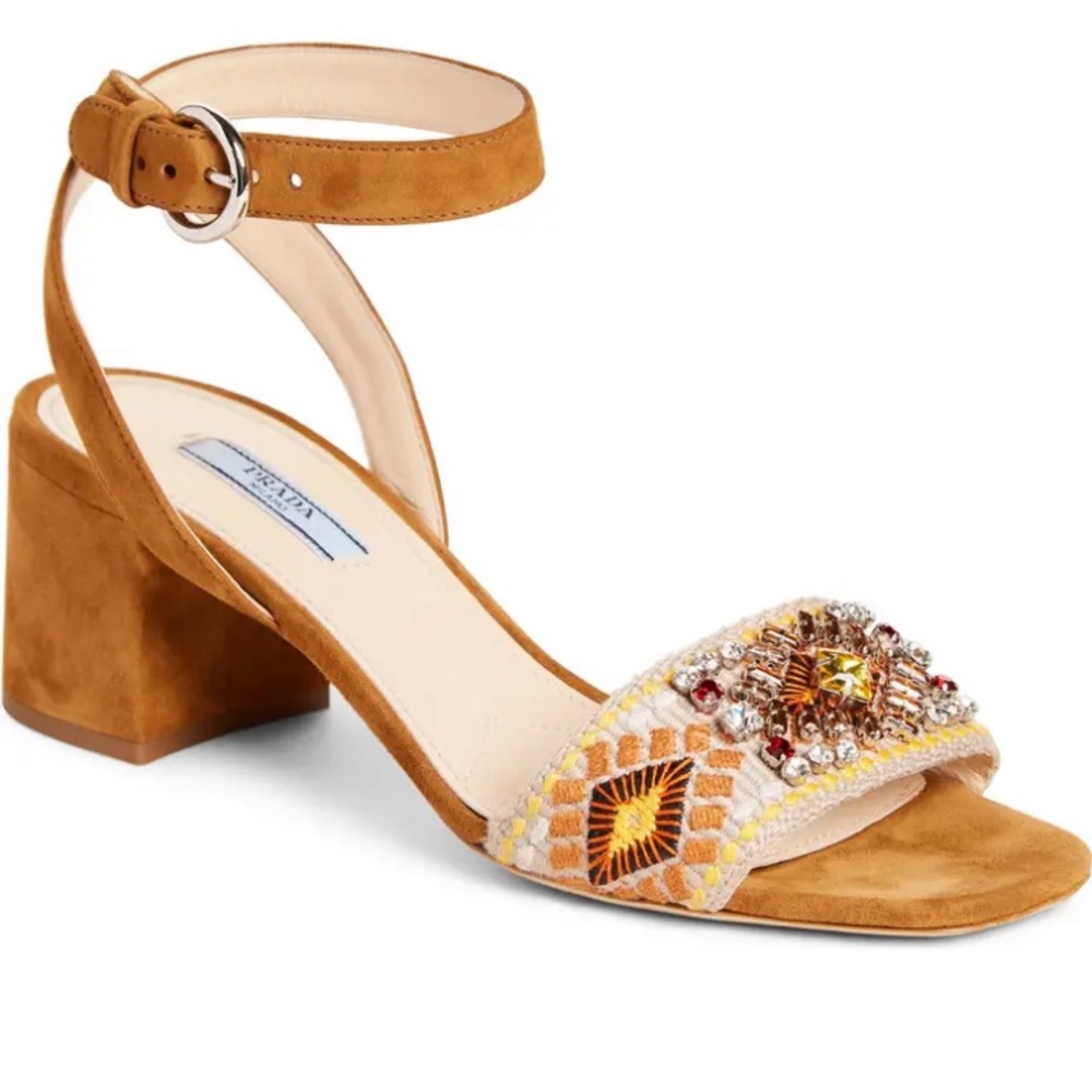Prada Shoes
Embellished Strap Block Heel Sandals